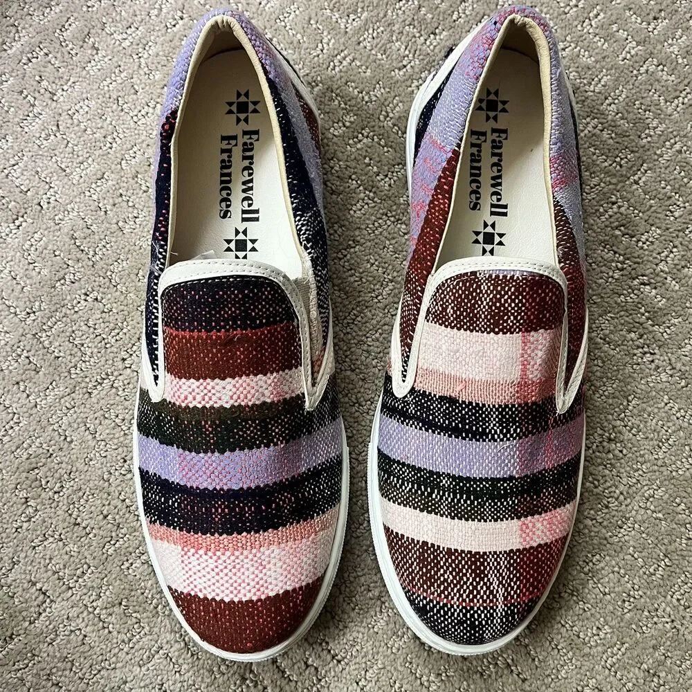 Farewell Frances PURPLE AND PINK BERBER SNEAKERS Wom Sz 10 Slip-on Eco-Friendly
